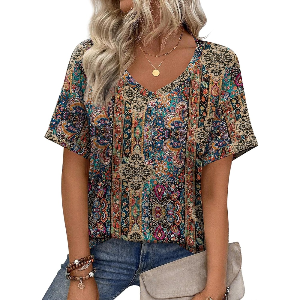 image:imageZeagoo Womens Summer Tops Short Sleeve Work Casual Shirts Trendy V Neck TeeMz721