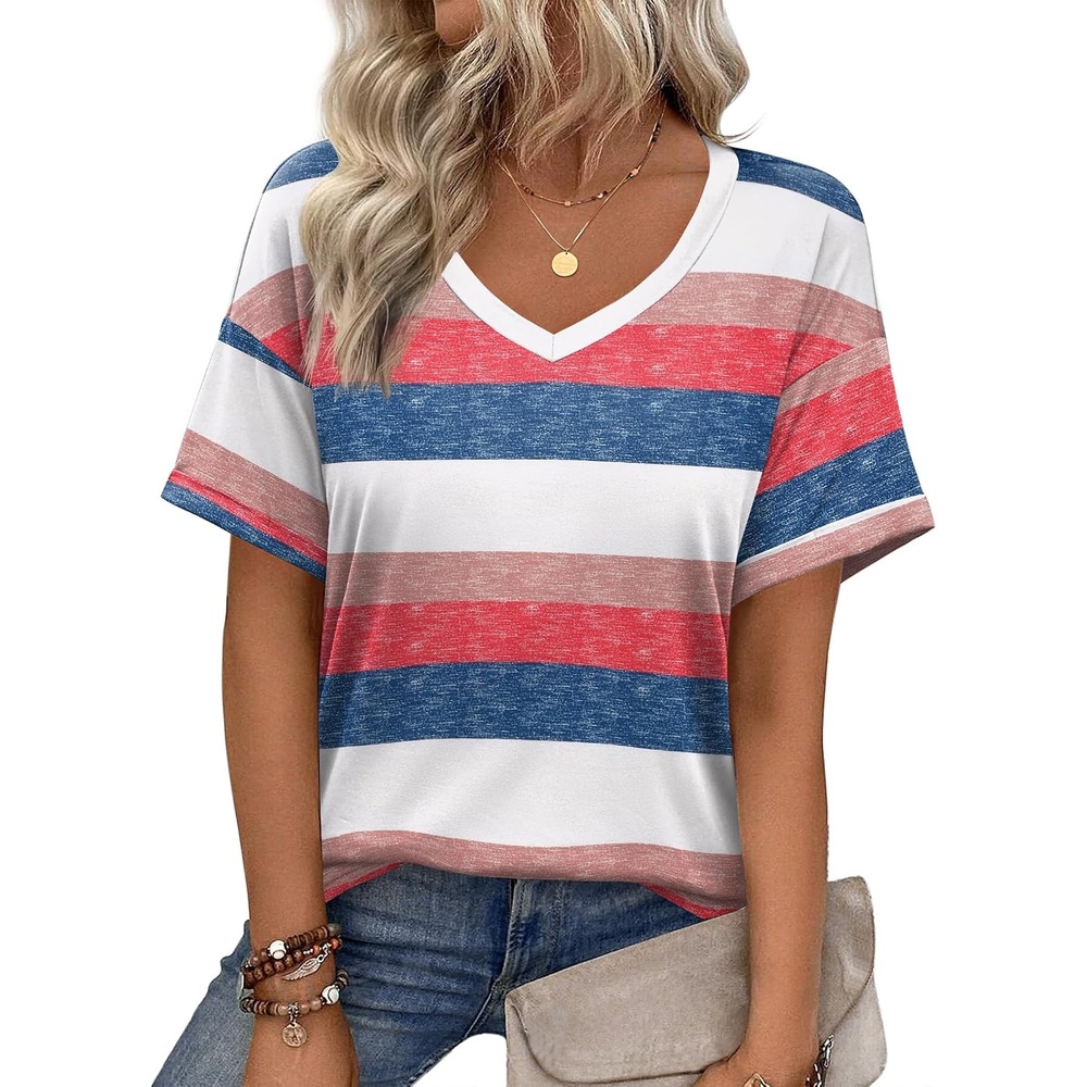 image:imageZeagoo Womens Summer Tops Short Sleeve Work Casual Shirts Trendy V Neck TeeTw670