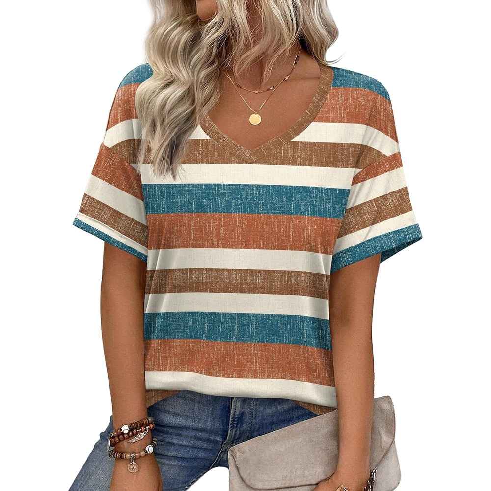 image:imageZeagoo Womens Summer Tops Short Sleeve Work Casual Shirts Trendy V Neck TeeTz187