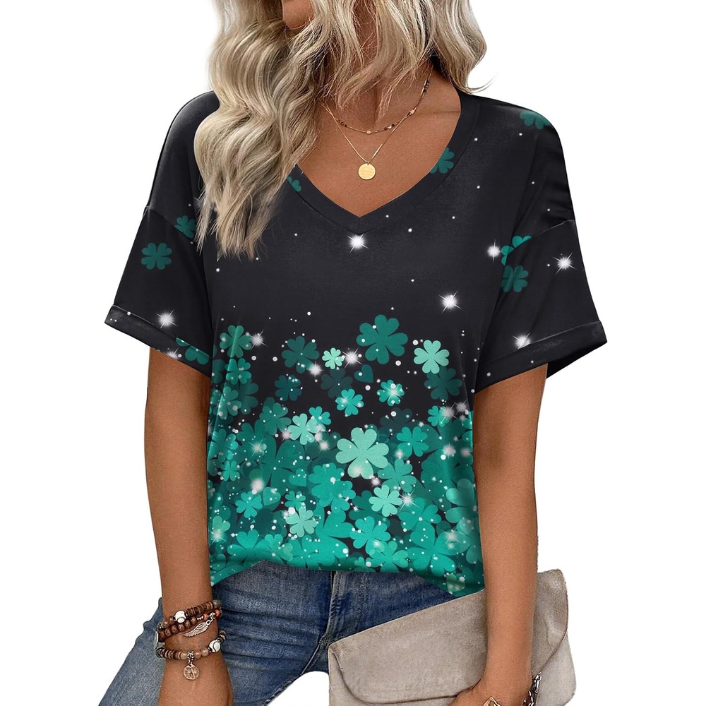 image:imageZeagoo Womens Summer Tops Short Sleeve Work Casual Shirts Trendy V Neck TeeZw694