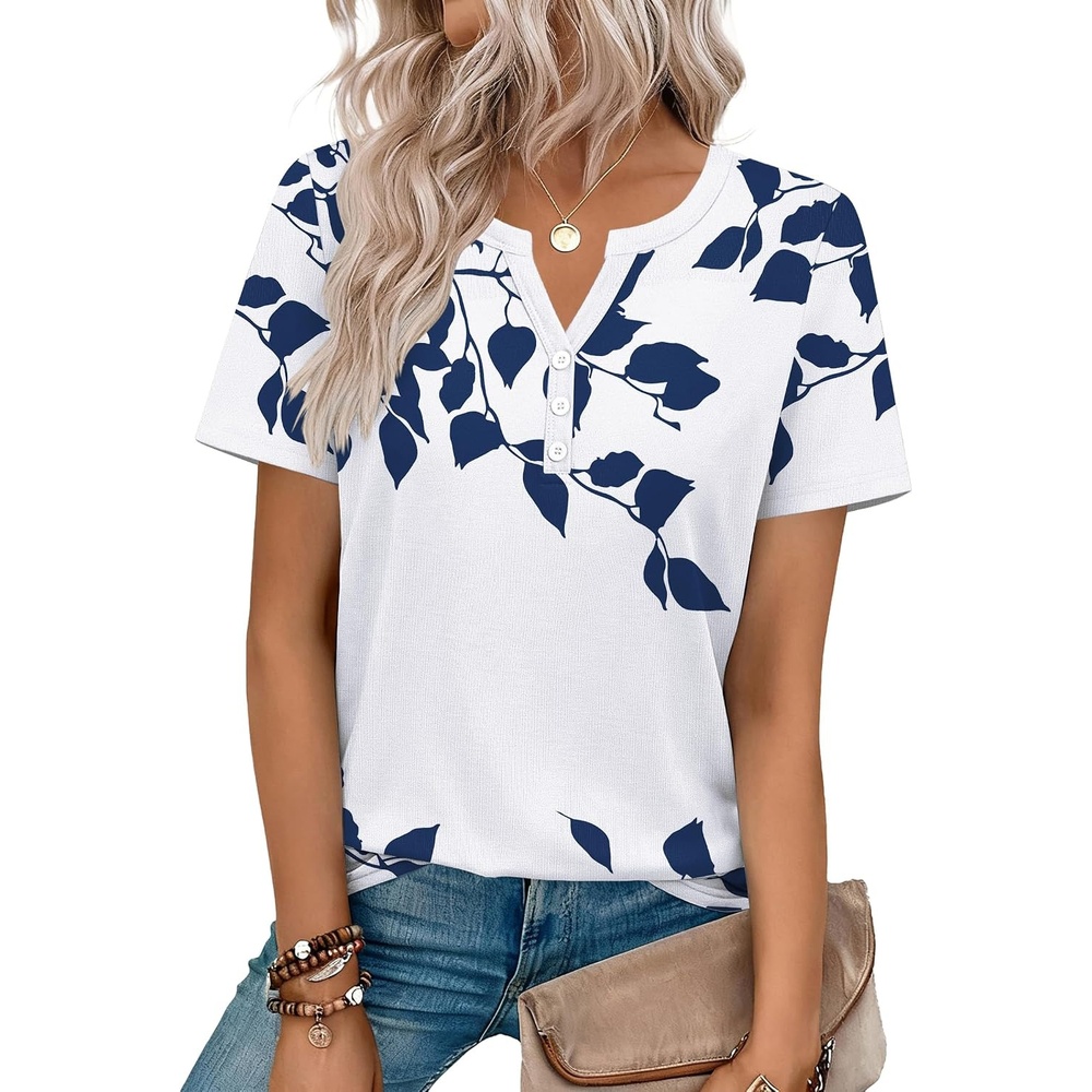 image:imageZeagoo Womens Summer Tops V Neck Short Sleeve Shirts Dressy Casual BlouseSp120