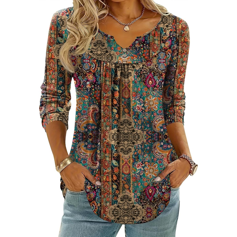 image:imageZeagoo Womens Tops Long Sleeve Shirts Boho Tops for Women 2026 Fall Blouses Ladies Sweatshirts Spring Fashion ClothingA01ethnic Style