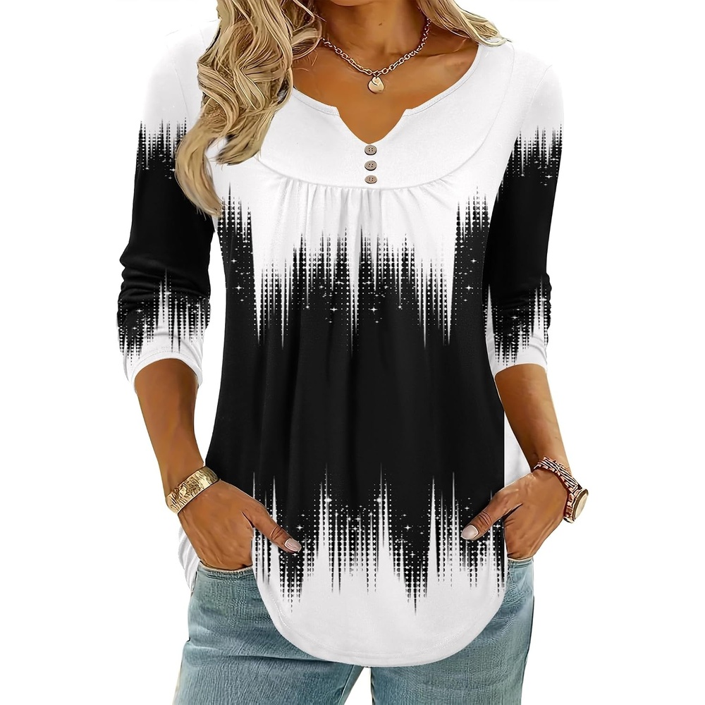 image:imageZeagoo Womens Tops Long Sleeve Shirts Boho Tops for Women 2026 Fall Blouses Ladies Sweatshirts Spring Fashion ClothingGradient Black White
