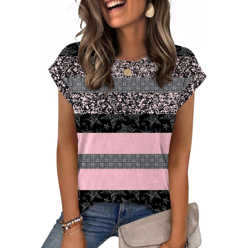 image:imageZeagoo Womens Tops Summer Casual Cap Sleeve Tshirts Shirts Business BlousesPink Camo