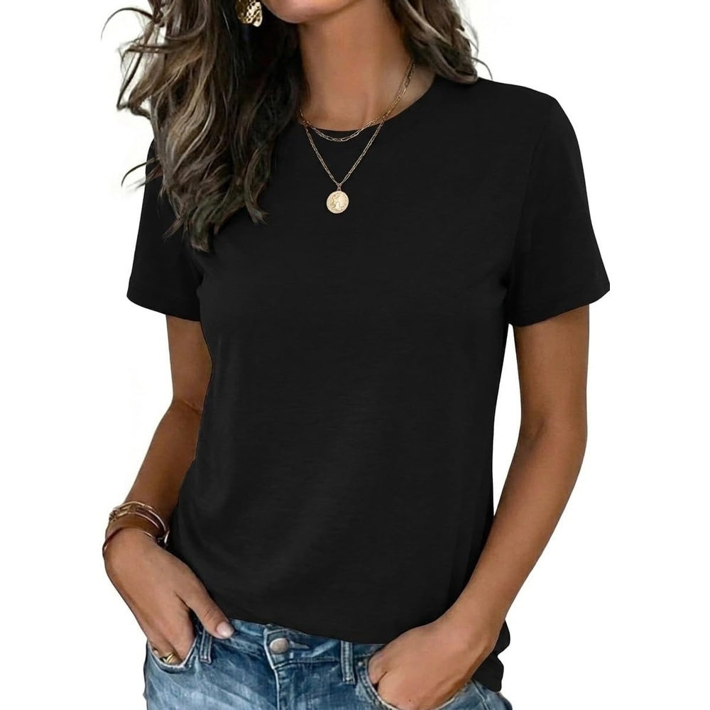 image:imageZeagoo Womens Tshirt Short Sleeve Summer Tops Crewneck Casual Basic Tee Shirts Spring Clothes Trendy OutfitBlack