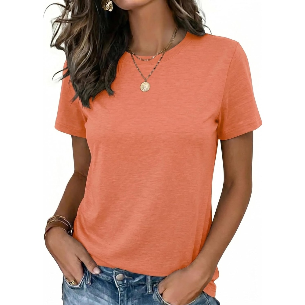 image:imageZeagoo Womens Tshirt Short Sleeve Summer Tops Crewneck Casual Basic Tee Shirts Spring Clothes Trendy OutfitOrange