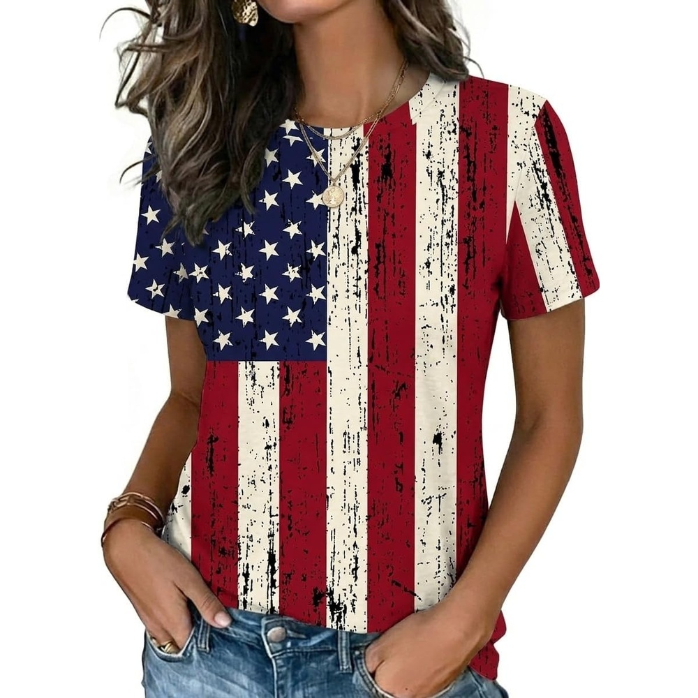 image:imageZeagoo Womens Tshirt Short Sleeve Summer Tops Crewneck Casual Basic Tee Shirts Spring Clothes Trendy OutfitZ Flag 38