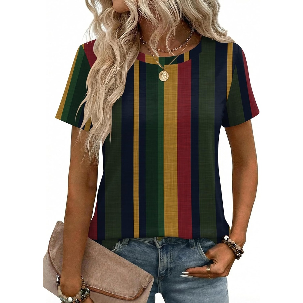 image:imageZeagoo Womens Tshirt Short Sleeve Summer Tops Crewneck Casual Basic Tee Shirts Spring Clothes Trendy OutfitZ Striped Multicolor 275