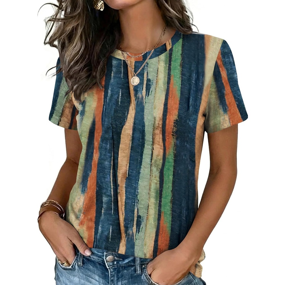 image:imageZeagoo Womens Tshirt Short Sleeve Summer Tops Crewneck Casual Basic Tee Shirts Spring Clothes Trendy OutfitZ Stripes Multicolor 289