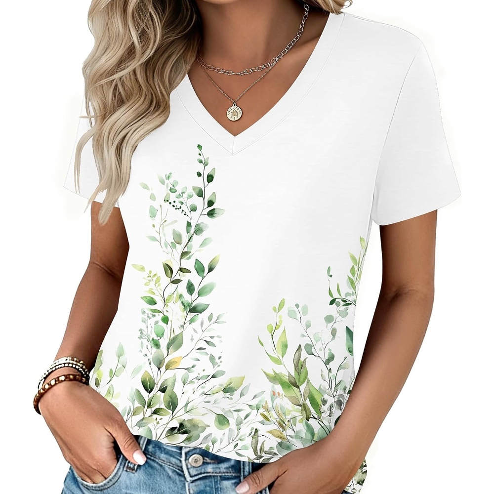 image:imageZeagoo Womens VNeck Tops Summer Casual Short Sleeve Tshirts S3XLZzwf135