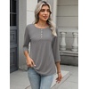 Zeagoo 3/4 Length Sleeve Women Tops Dressy Casual Blouses Work Clothes(Grey)