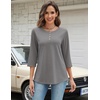 Zeagoo 3/4 Length Sleeve Women Tops Dressy Casual Blouses Work Clothes(Grey)