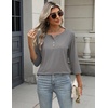 Zeagoo 3/4 Length Sleeve Women Tops Dressy Casual Blouses Work Clothes(Grey)