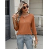 Zeagoo 3/4 Length Sleeve Women Tops Dressy Casual Blouses Work Clothes(Light Brown)