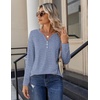 Zeagoo Long Sleeve Shirts for Women Casual V Neck Fall Tops Summer Blouses(A-blue White Stripes)