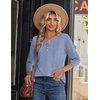 Zeagoo Long Sleeve Shirts for Women Casual V Neck Fall Tops Summer Blouses(A-blue White Stripes)