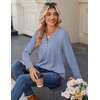 Zeagoo Long Sleeve Shirts for Women Casual V Neck Fall Tops Summer Blouses(A-blue White Stripes)