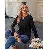 Zeagoo Long Sleeve Shirts for Women Casual V Neck Fall Tops Summer Blouses(Black)