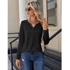 Zeagoo Long Sleeve Shirts for Women Casual V Neck Fall Tops Summer Blouses(Black)