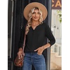 Zeagoo Long Sleeve Shirts for Women Casual V Neck Fall Tops Summer Blouses(Black)