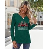 Zeagoo Long Sleeve Shirts for Women Casual V Neck Fall Tops Summer Blouses(Christmas Green)