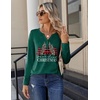 Zeagoo Long Sleeve Shirts for Women Casual V Neck Fall Tops Summer Blouses(Christmas Green)
