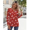 Zeagoo Long Sleeve Shirts for Women Casual V Neck Fall Tops Summer Blouses(Christmas Red)