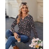 Zeagoo Long Sleeve Shirts for Women Casual V Neck Fall Tops Summer Blouses(Floral Black2)
