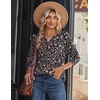 Zeagoo Long Sleeve Shirts for Women Casual V Neck Fall Tops Summer Blouses(Floral Black2)