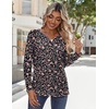 Zeagoo Long Sleeve Shirts for Women Casual V Neck Fall Tops Summer Blouses(Floral Black2)