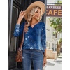 Zeagoo Long Sleeve Shirts for Women Casual V Neck Fall Tops Summer Blouses(Floral Blue)