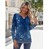 Zeagoo Long Sleeve Shirts for Women Casual V Neck Fall Tops Summer Blouses(Floral Blue)