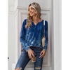 Zeagoo Long Sleeve Shirts for Women Casual V Neck Fall Tops Summer Blouses(Floral Blue)