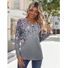 Zeagoo Long Sleeve Shirts for Women Casual V Neck Fall Tops Summer Blouses(Floral Grey)