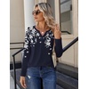 Zeagoo Long Sleeve Shirts for Women Casual V Neck Fall Tops Summer Blouses(Floral Navy)