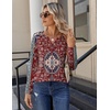 Zeagoo Long Sleeve Shirts for Women Casual V Neck Fall Tops Summer Blouses(Floral Red)