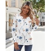 Zeagoo Long Sleeve Shirts for Women Casual V Neck Fall Tops Summer Blouses(Floral White)