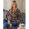 Zeagoo Long Sleeve Shirts for Women Casual V Neck Fall Tops Summer Blouses(Geometric 308)