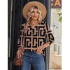 Zeagoo Long Sleeve Shirts for Women Casual V Neck Fall Tops Summer Blouses(Geometric 308)