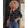Zeagoo Long Sleeve Shirts for Women Casual V Neck Fall Tops Summer Blouses(Geometry Black)