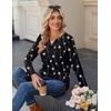Zeagoo Long Sleeve Shirts for Women Casual V Neck Fall Tops Summer Blouses(Geometry Black)
