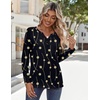 Zeagoo Long Sleeve Shirts for Women Casual V Neck Fall Tops Summer Blouses(Geometry Black)
