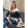 Zeagoo Long Sleeve Shirts for Women Casual V Neck Fall Tops Summer Blouses(Gradient Black White)