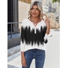 Zeagoo Long Sleeve Shirts for Women Casual V Neck Fall Tops Summer Blouses(Gradient Black White)