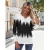 Zeagoo Long Sleeve Shirts for Women Casual V Neck Fall Tops Summer Blouses(Gradient Black White)