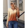 Zeagoo Long Sleeve Shirts for Women Casual V Neck Fall Tops Summer Blouses(Gradient Orange)
