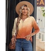 Zeagoo Long Sleeve Shirts for Women Casual V Neck Fall Tops Summer Blouses(Gradient Orange)