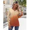 Zeagoo Long Sleeve Shirts for Women Casual V Neck Fall Tops Summer Blouses(Gradient Orange)