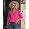 Zeagoo Long Sleeve Shirts for Women Casual V Neck Fall Tops Summer Blouses(Hot Pink)