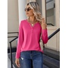 Zeagoo Long Sleeve Shirts for Women Casual V Neck Fall Tops Summer Blouses(Hot Pink)